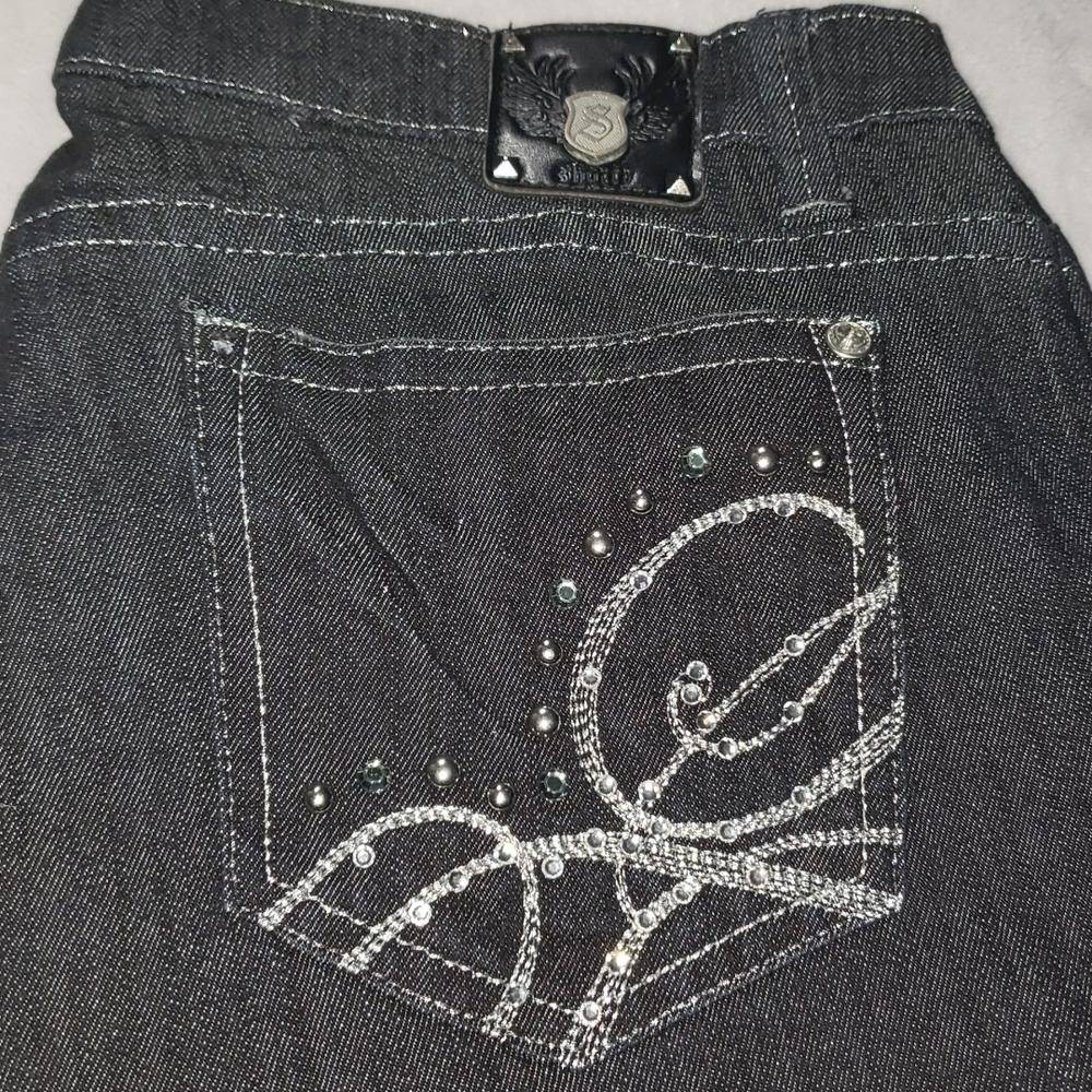 Black Jeans w Embellished Pockets, Sz 15, Shorty Brand - Picture 2 of 8